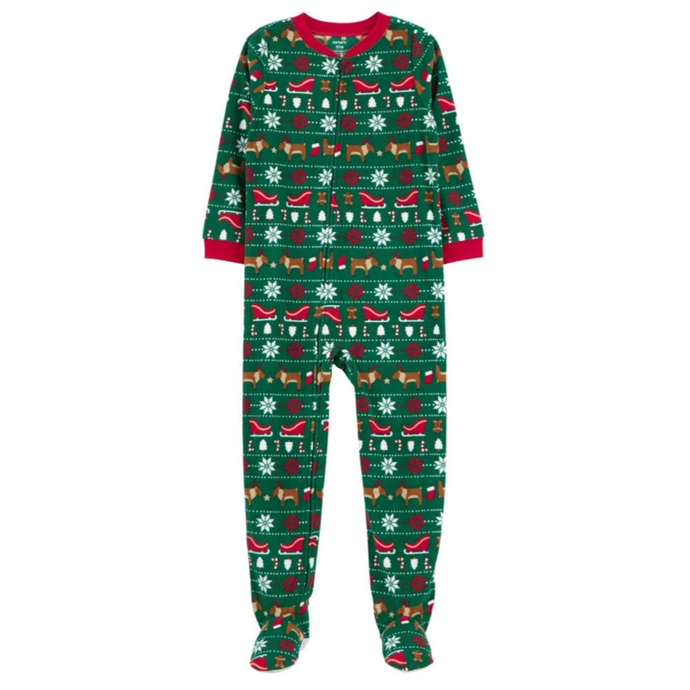 Carter’s Boys Christmas Winter Fair Isle Fleece Footie Pajamas